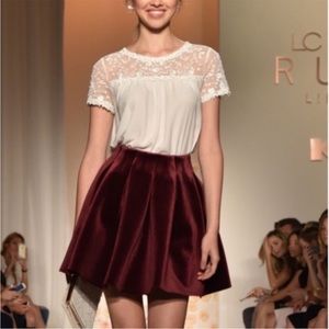 LC Lauren Conrad Runway Velvet Pleated Skater Skirt